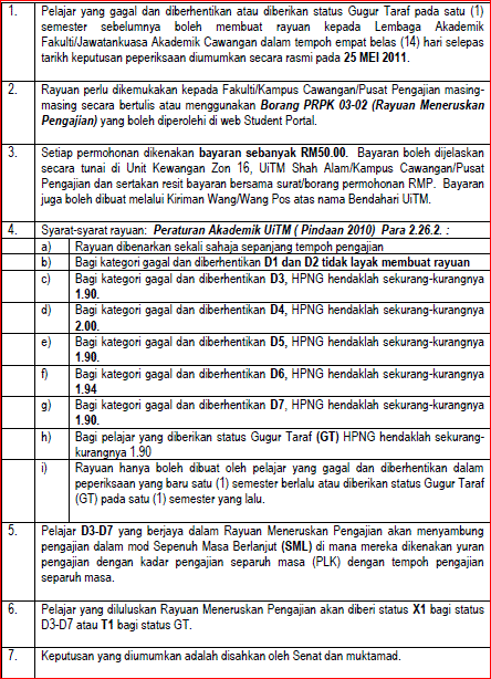 Proses dan Prosedur Rayuan Meneruskan Pengajian (RMP) UiTM