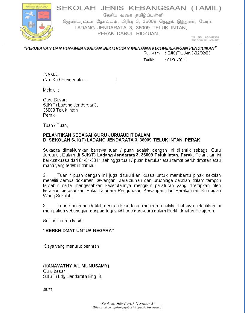 Contoh Surat Pelantikan Panel Peguam