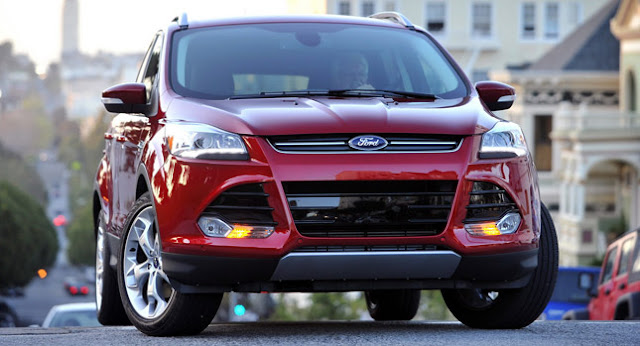 Red 2013 Ford Escape front view on hill in San Francisco