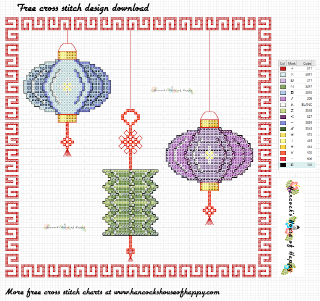 Charming Chinese Lanterns Cross Stitch Pattern Free to Download