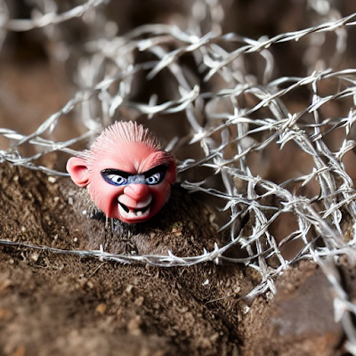 Troll in barbed wire