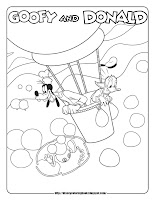 mickey mouse coloring pages goofy donald hot air balloon