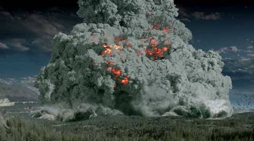 If the eruption of an isolated volcano in 