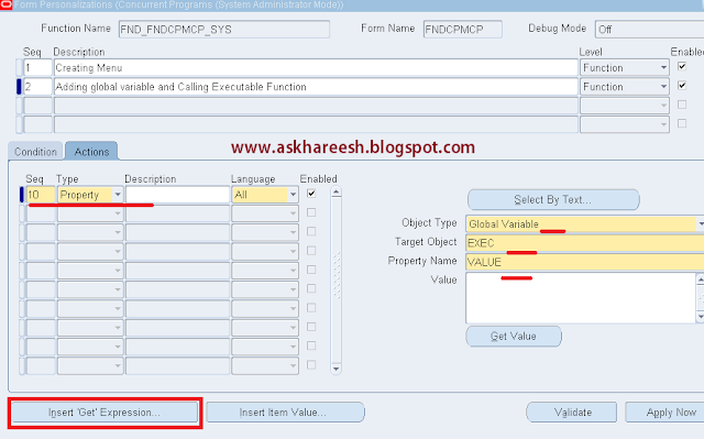 How to call one form from another form using Personalization, askhareesh blog on Oracle Applications