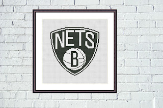 Brooklyn Nets logo cross stitch pattern - Tango Stitch