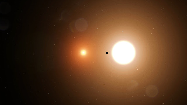 Planeta TOI 1338 b com seus dois sóis