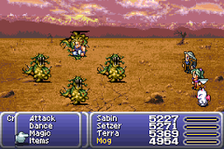 Sabin uses the Meteor Strike Blitz in Final Fantasy VI.