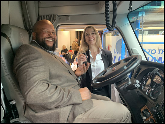 Joseph H. Campbell Jr. behind the wheel of his new Kenworth T680