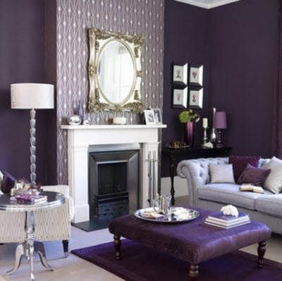Desain interior ungu, rumah minimalis