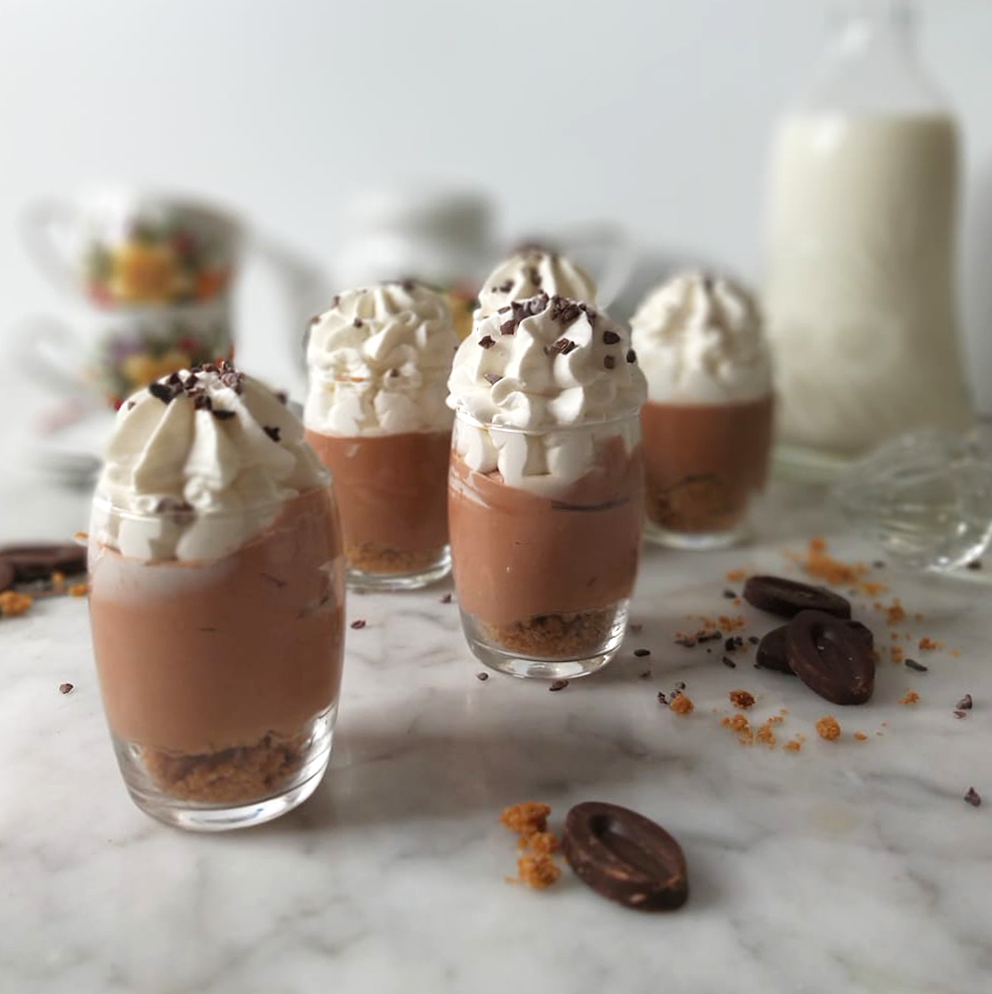 Verrine Mousse cioccolato panna cotta vegana