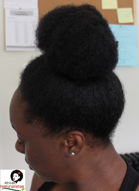 african naturalistas, natural hairstyle, high bun, natural hair, team natural, natural hair high bun, protective styles, long natural hair