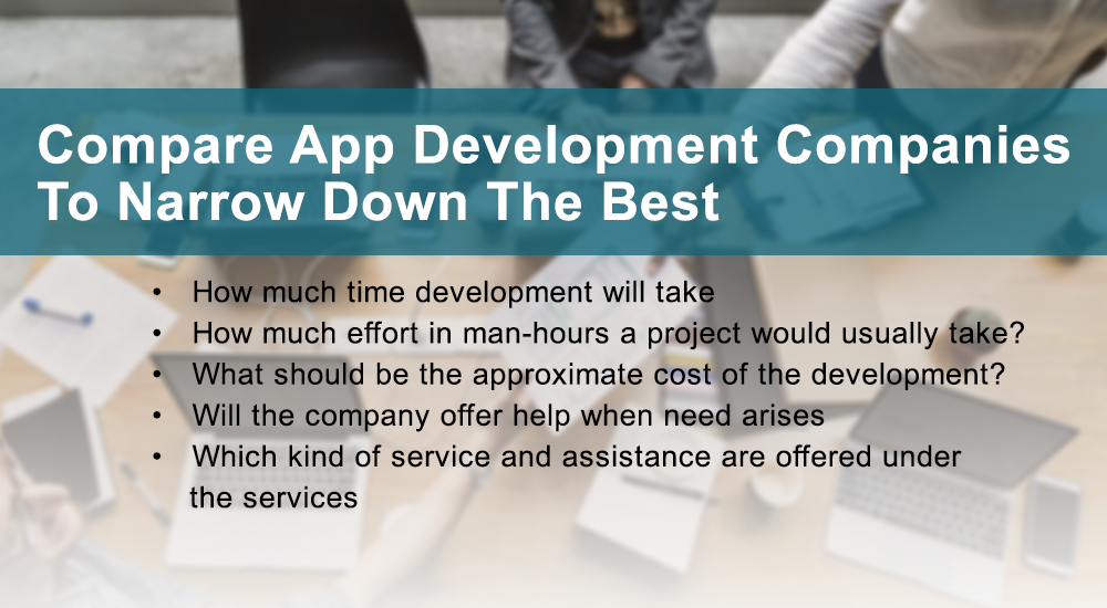 Compare app development companies to narrow down the best