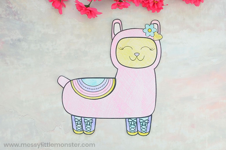 Easy llama paper craft with template - mix and match paper craft ideas for kids