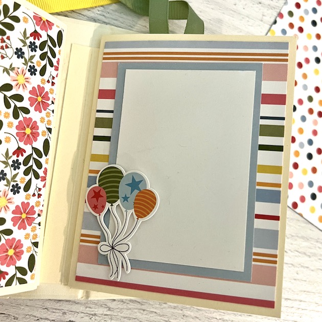 Summer Scrapbook Mini Album Page with flowers and balloons