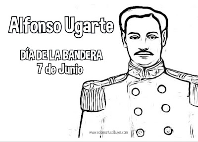 Colorear dibujo de Alfonso Ugarte di de la Bandera de Perú