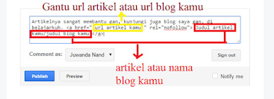 Cara Cepat Membuat Link di Komentar Blog