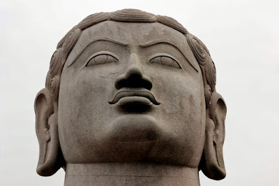 The face of Bahubali of the statue in Sravanabelagola