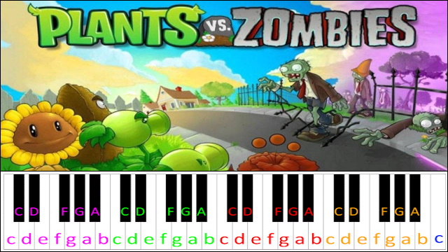 Cerebrawl (Plants Vs Zombies) Piano / Keyboard Easy Letter Notes for Beginners