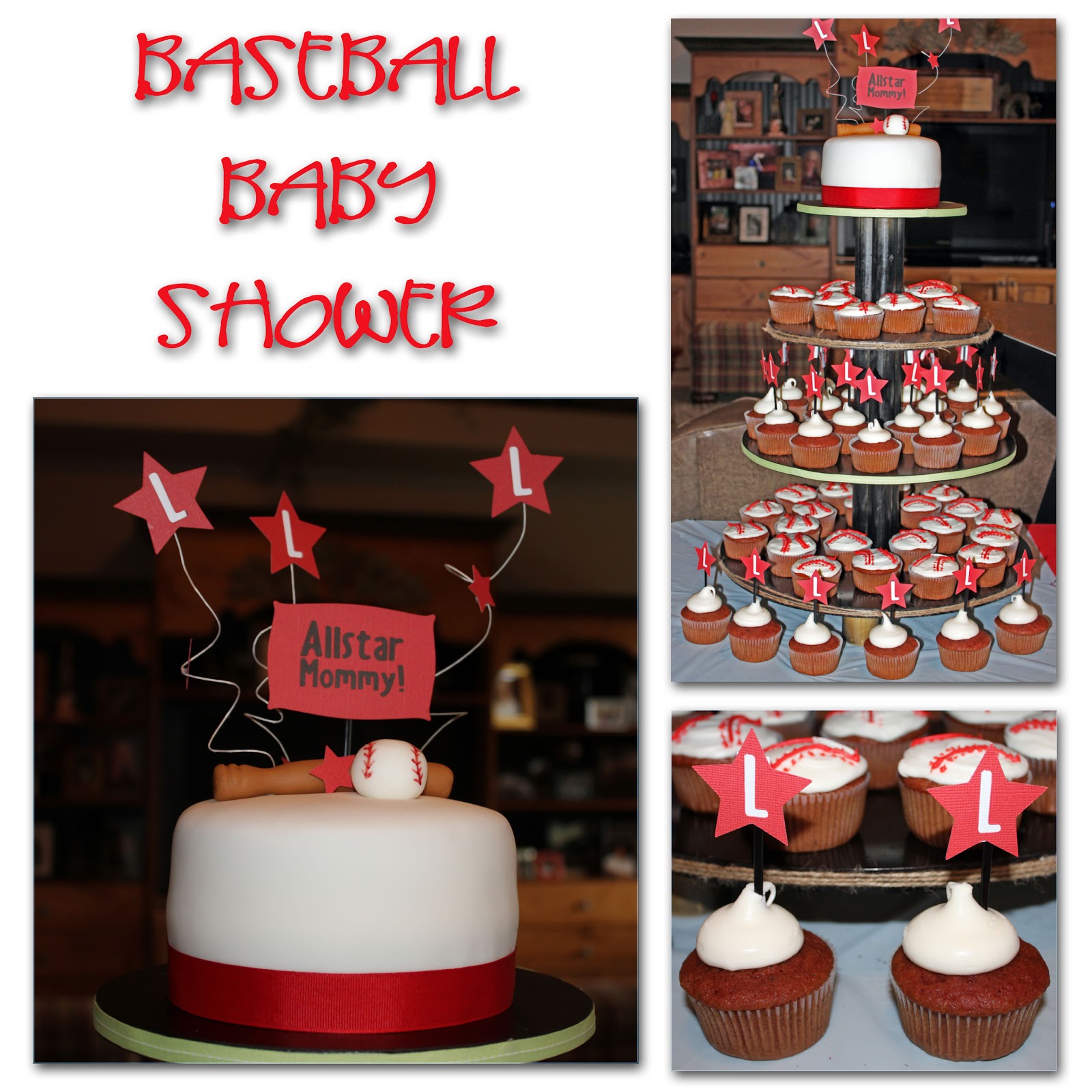 Baseball Baby Shower for Baby Liam! Red Velvet cake with buttercream ...