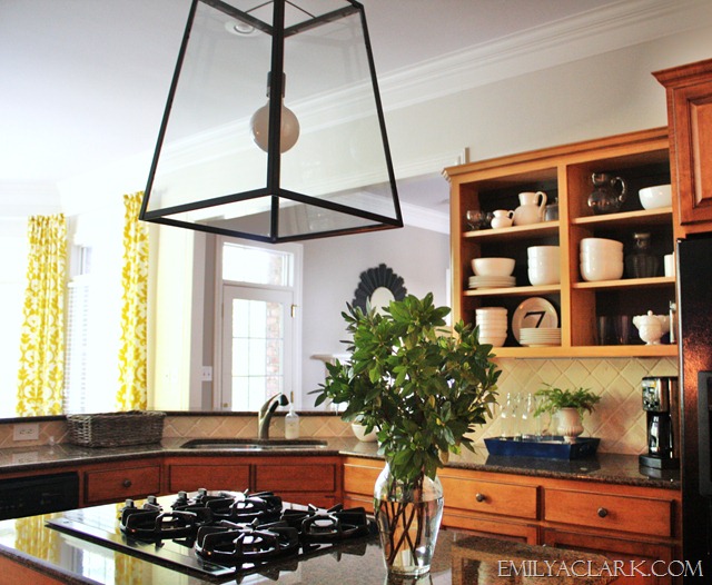 lantern pendant over the kitchen island