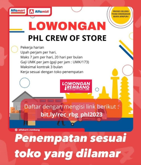 Lowongan Kerja Pegawai PHL Crew Of Store PT Sumber Alfaria Trijaya Tbk Alfamart Rembang