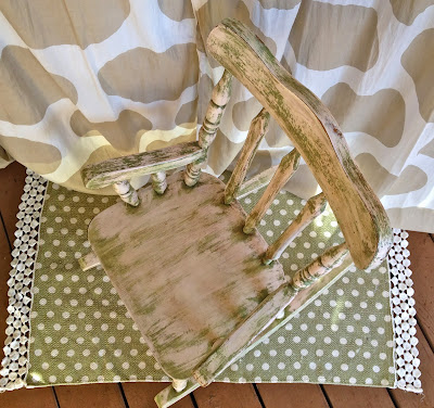 child's antique rocking chair after pink green