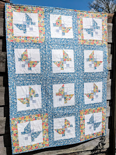 Liberty fabric patchwork butterfly quilt