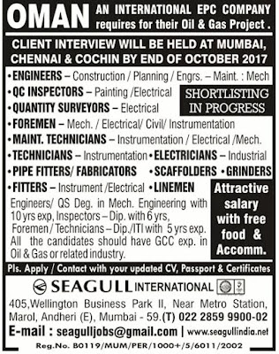 Jobs in Oman | Client Interview in Mumbai Chennai and Kochi | Seagull International