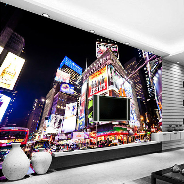 new york tapet times square fototapet vardagsrum stad natt