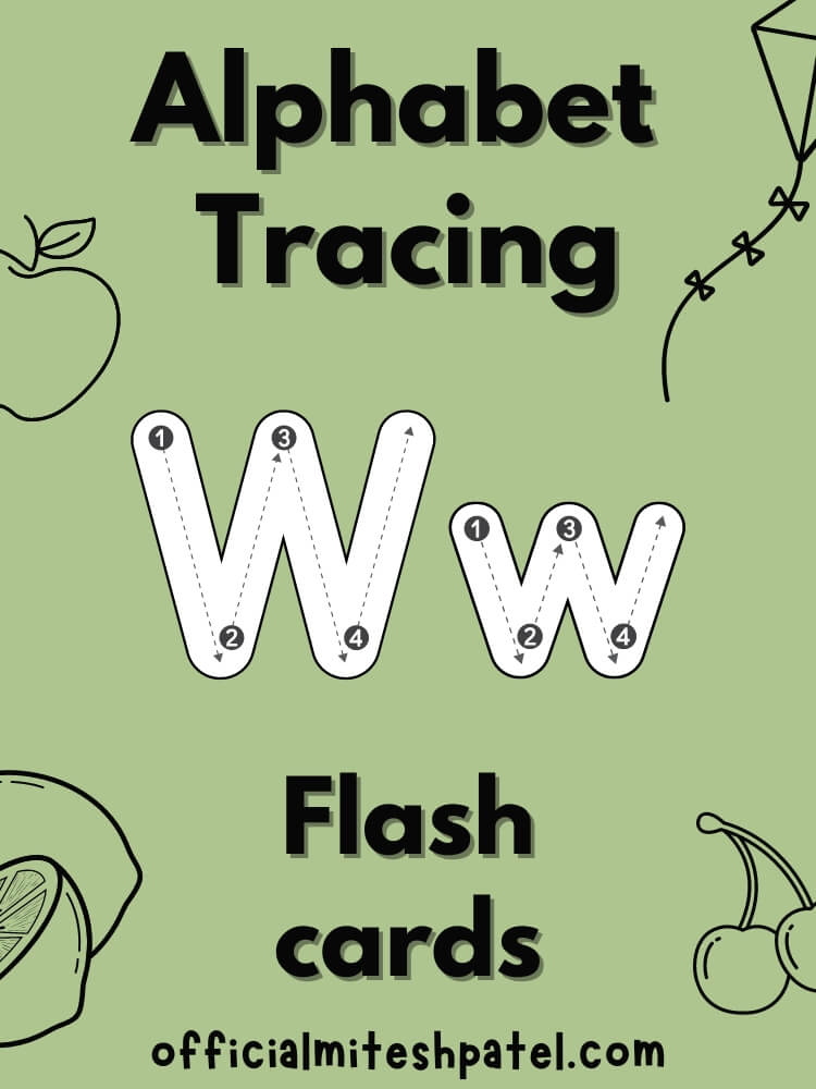 Free Printable Letter W Alphabet Tracing Flash Cards