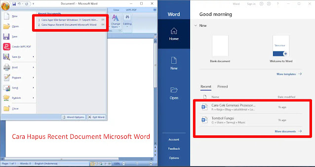 Cara Hapus Recent Document/Folder di Microsoft Word