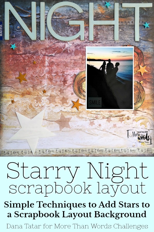 Starry Night Scrapbook Layout with Stenciled Stars and Star Embellishments