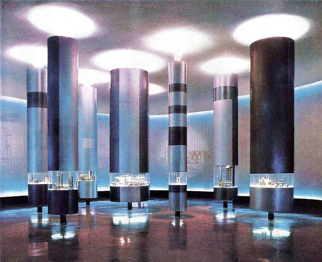 a color photograph of displays at the 1961 Milan Fair