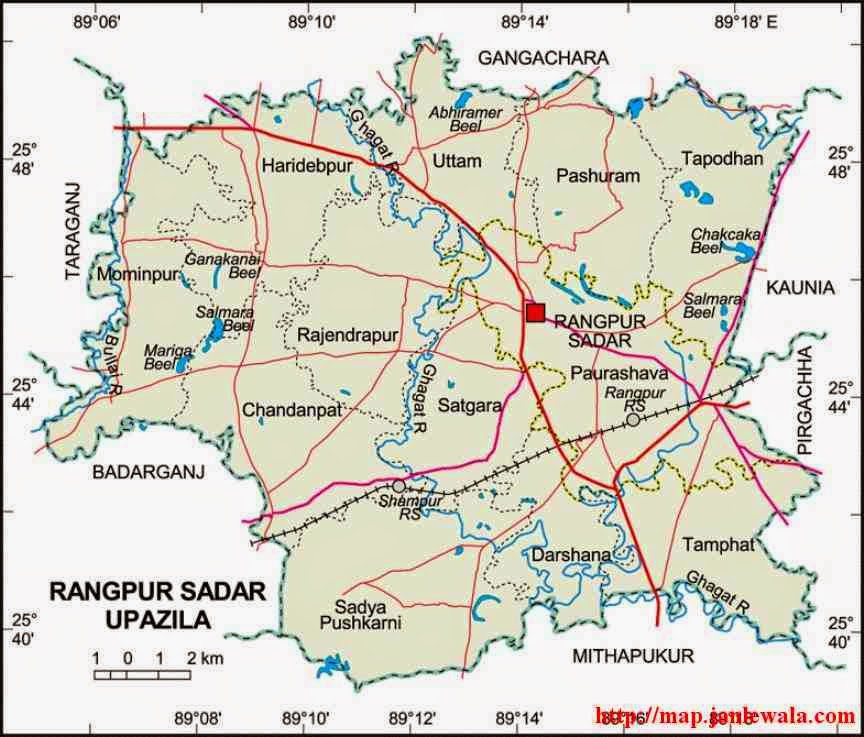 rangpur sadar upazila map of bangladesh