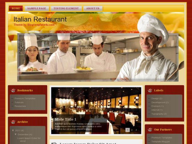 Italian Restaurant Blogger Template