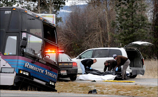 Bus crash in icy Montana kills 2, injures dozens