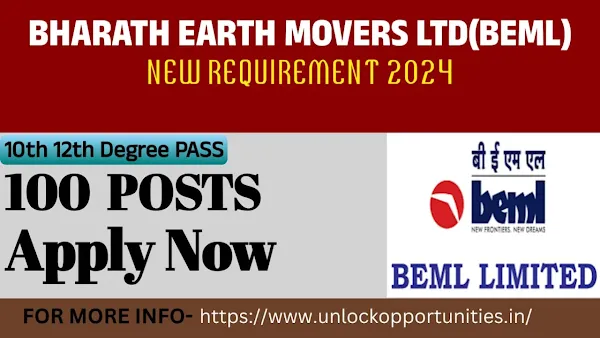 Bharat Earth Movers Limited (BEML) Recruitment 2024 Apply Online || ITI Trainee, Office Assistant Trainee Vacancies || 100 Vacancies
