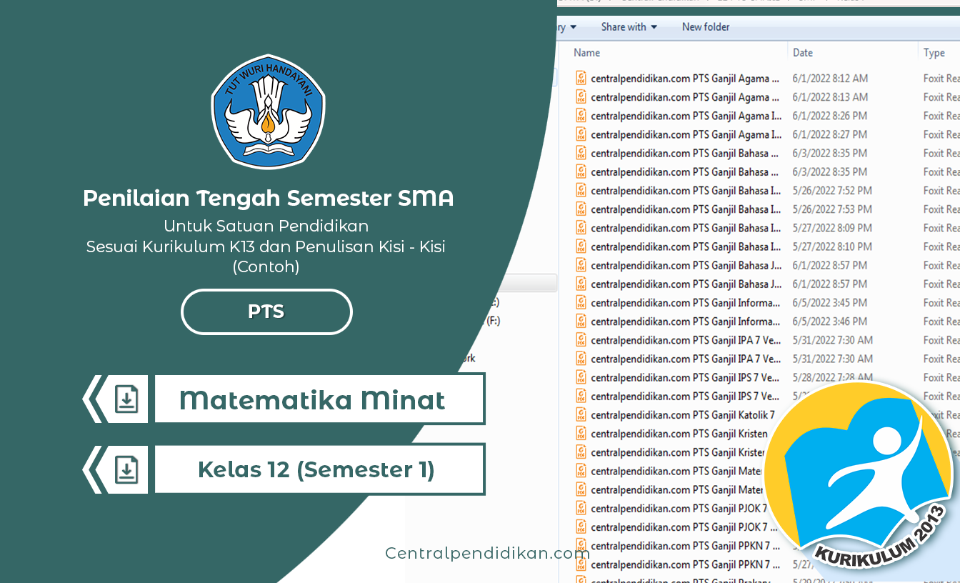 Download Soal PTS Matematika Peminatan Kelas 12 Semester 1 Th 2022 & Jawabannya