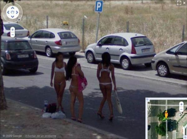 18 Hilariously Weird Moments Captured On Google Street View - Walking in the streets in a bikini