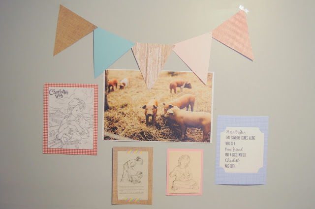 Charlotte's Web themed gallery wall for a Charlotte's Web birthday party