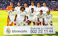 REAL MADRID C. F. - Madrid, España - Temporada 2014-15 - Keylor Navas, Sergio Ramos, Jesé, Varane, Illarramendi y Cristiano Ronaldo; Isco, Marcelo, Arbeloa, Chicharito Hernández y Modric - REAL MADRID 3 (Cristiano Ronaldo, Chicharito Hernández y Jesé Rodríguez), S. D. EIBAR 0 - 11/04/2015 - Liga de 1ª División, jornada 31 - Madrid, estadio Santiago Bernabeu