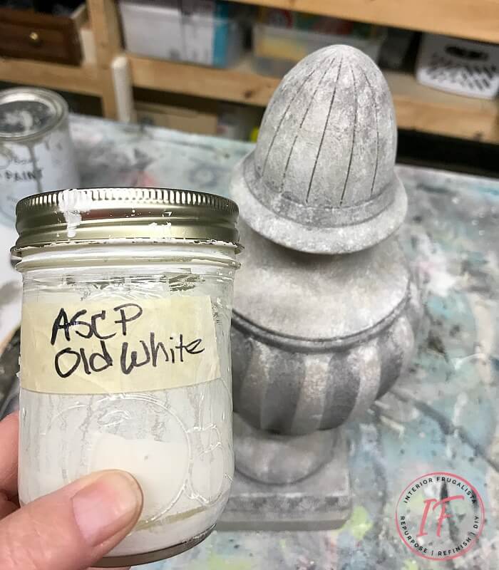 A DIY Faux Concrete Bird Bath Topper and how to make the resin finial look just like the real concrete bird bath it's mounted on with layers of paint.