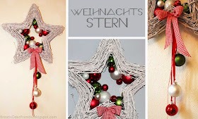 Rebenstern weihnachten christbaumkugeln basteln buttinette fenster tür deko diy kinder rot grün schleife schnell idee