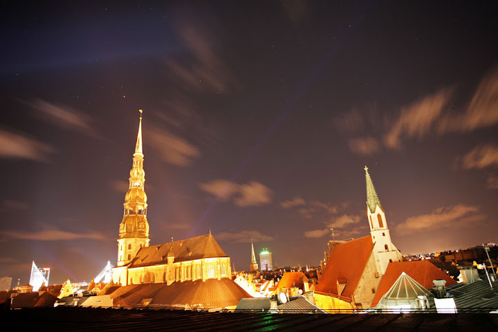 St. Peters Church and St. John Church during Staro Riga event