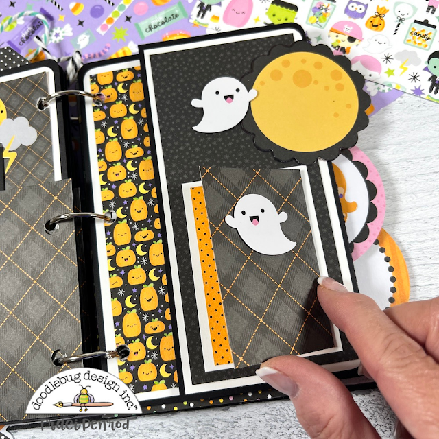 Halloween Scrapbook Album Page with pumpkins, ghosts, stars, and the moon