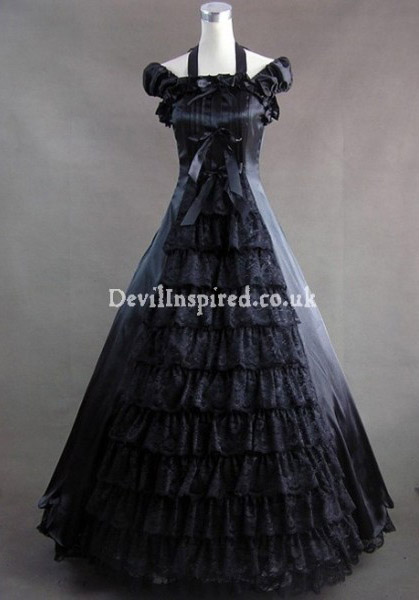 Gorgeous Black Bow and Lace Gothic Victorian Dress