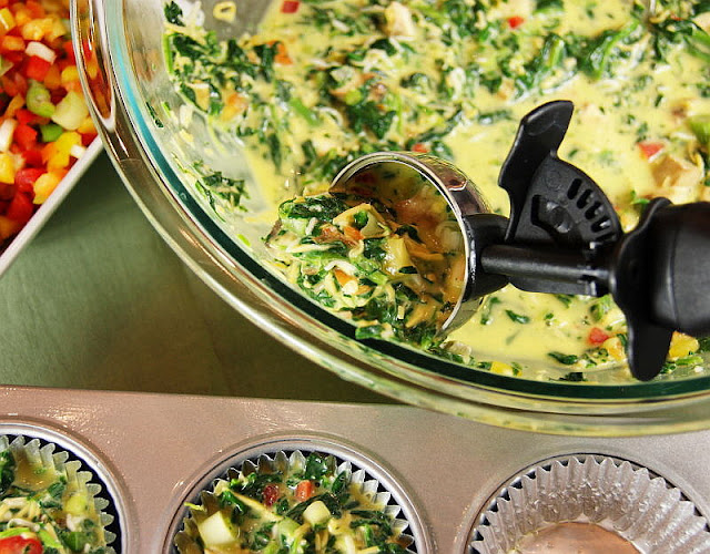 Individual Veggie Quiche Cups Mixture in Mixing Bowl Image