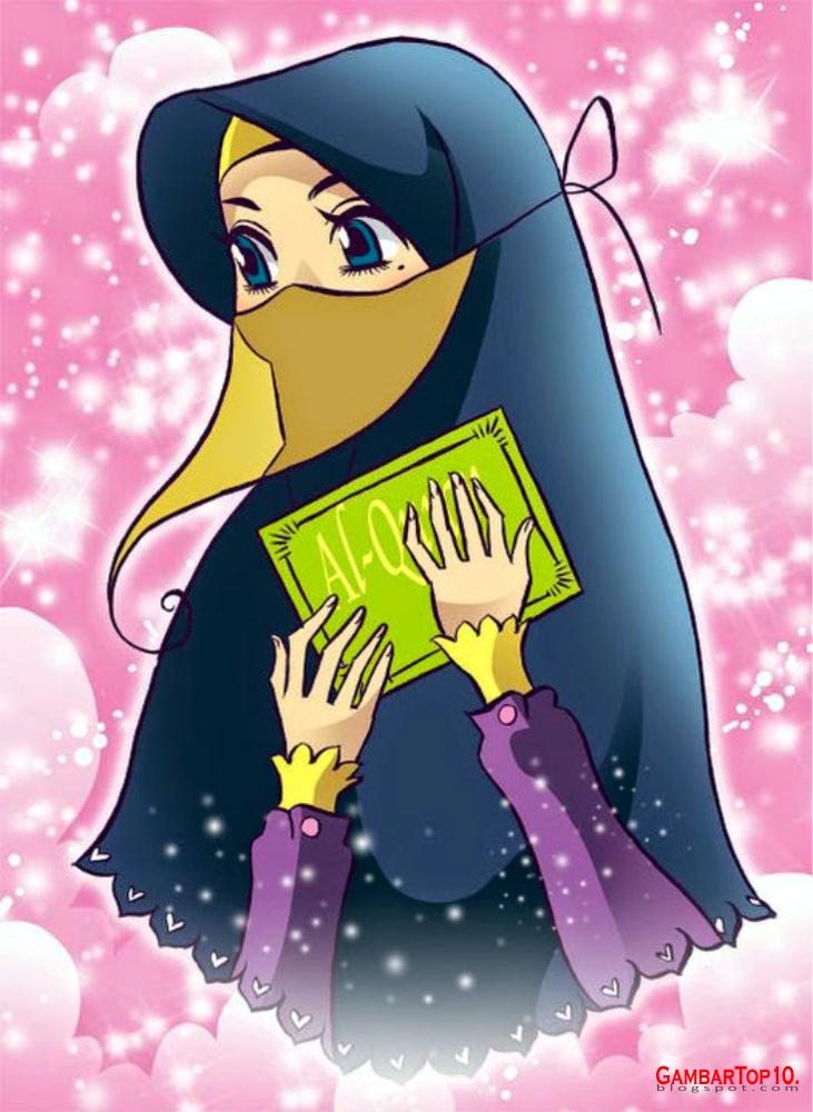 10 Gambar Kartun Muslimah  Gambar Top 10