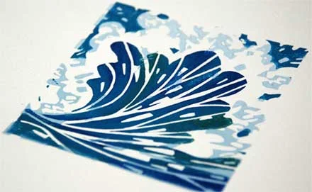 Small seascape relief print