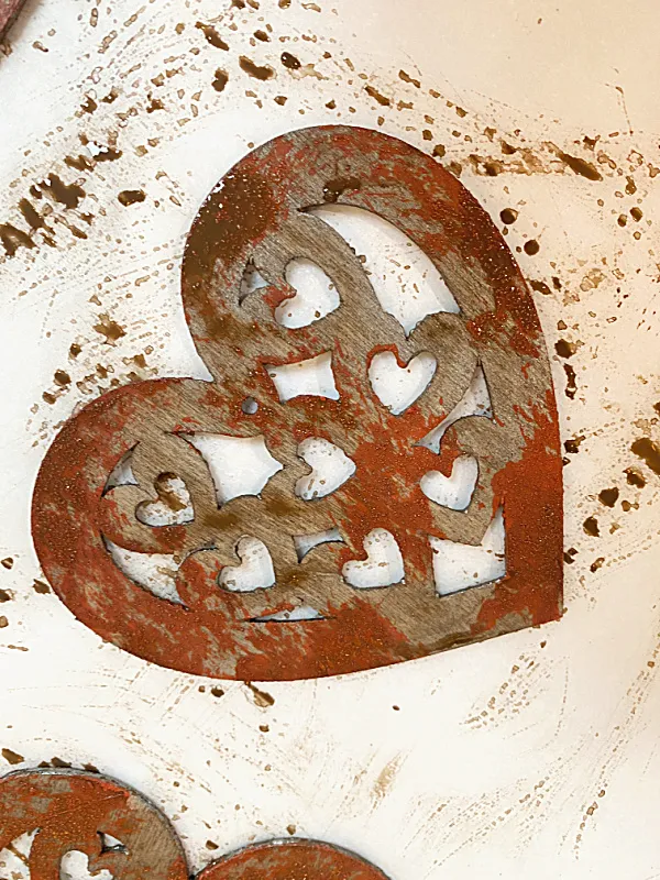 rusty heart with paint technique for rust